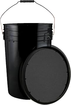 Champion Sports 6 Gallon Bucket with Padded Soft Seat Lid - Durable Construction - Balls Not Included - Ideal for Baseball, Softball, T-Ball, Practice Balls, and Lacrosse Black