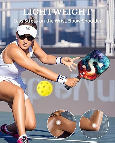 Miniatura 7 de Pickleball Paddles Set of 2, Carbon Fiber Surface, Polypropylene Honeycomb Core, Lightweight Pickleball Rackets Pickle Ball Paddle Set 2 Pack