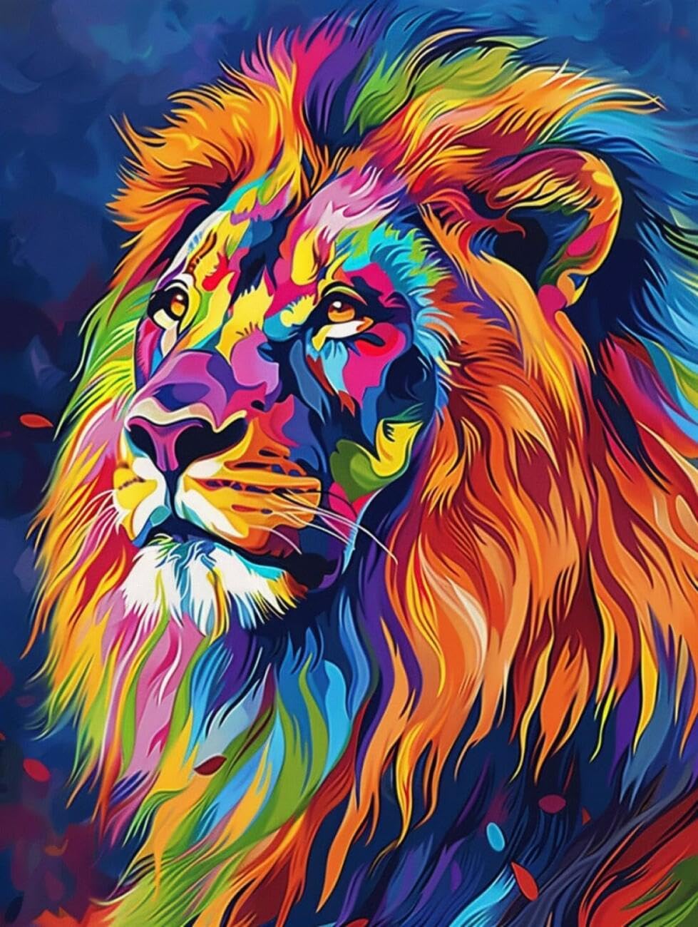 AxiangziK DIY Stamped Cross Stitch Kit Colorful Lion 11CT 80x100cm