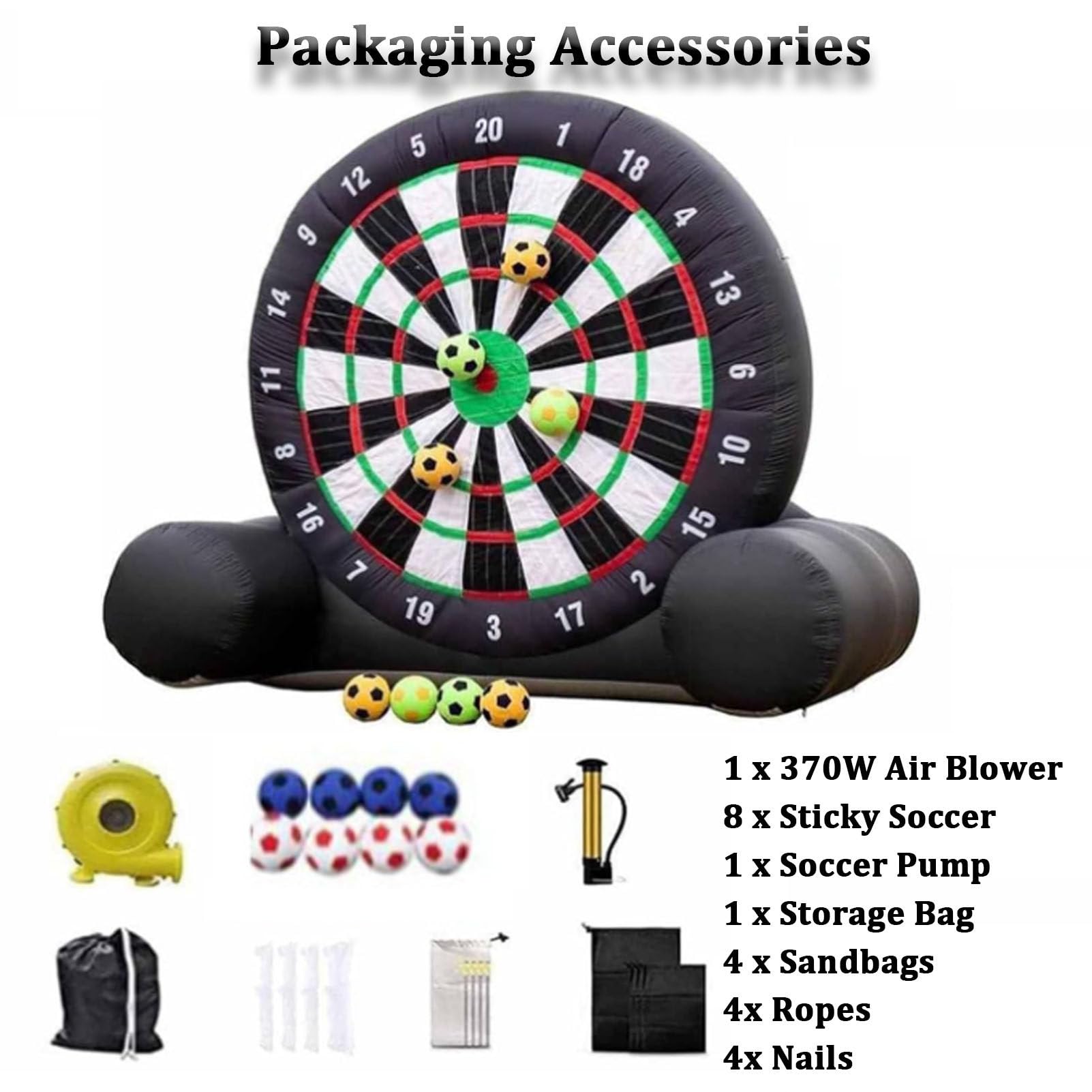 Aufblasbare Riesen-Kick-Dart-Spiele, Jumbo-Outdoor-Fußballtor-Dartscheibe mit 8 Fußbällen und Luftpumpe, großes Kickgame, Karnevalsspiele für Garten, Familie,9.8FT