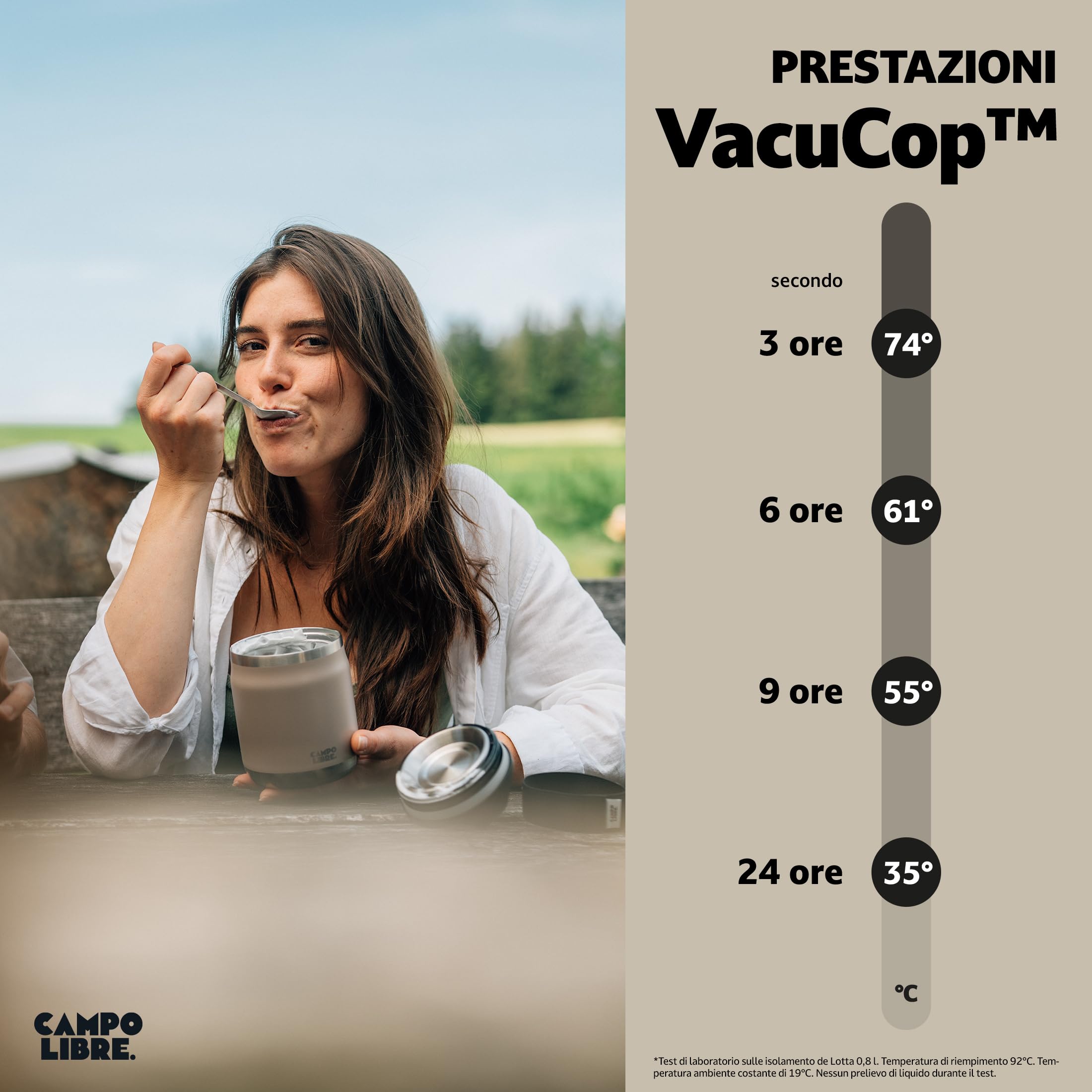 Campo Libre.® Lotta – Thermo per Alimenti Caldi & Freddi – Porta vivande Termico con Cucchiaio – Termo per Adulti o Bambini/Neonati, Schiscetta Pranzo – Ideale da Portare con Sé. Blu. 400ml