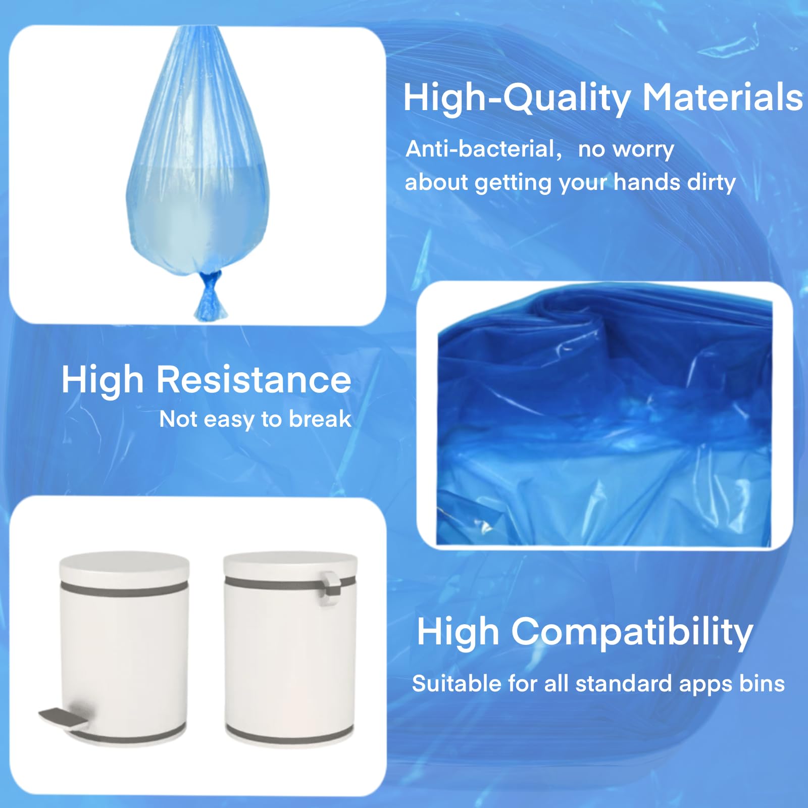12 Recambios Contenedor de Pañales, 4,5M Recambios Papelera Pañales,Bolsa de Relleno para Papelera Pañales Bebe Compatible con Tommee Tippee,Angelcare, Foppapedretti,LitterLocker,etc.(Azul)