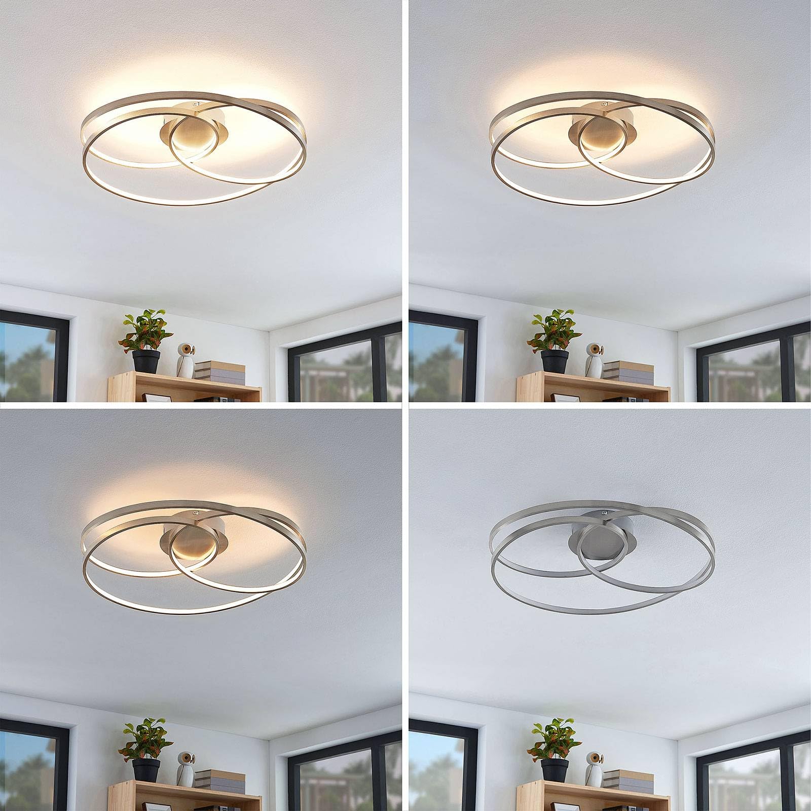 Lindby LED Deckenleuchte Joline dimmbar (Modern) in Alu aus Metall (1 flammig,) - Lampe Deckenlampe Wohnzimmerleuchte | Wohnzimmerlampe Modern 3000K Warmweiß für Wohnzimmer, Flur, Esszimmer