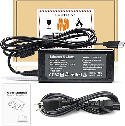 Miniatura 6 de Cargador adaptador de CA de repuesto USB C de 45 W tipo C compatible con HP/Dell/Samsung/Acer/Sony/Toshiba Laptops Teléfonos inteligentes Tipo-C