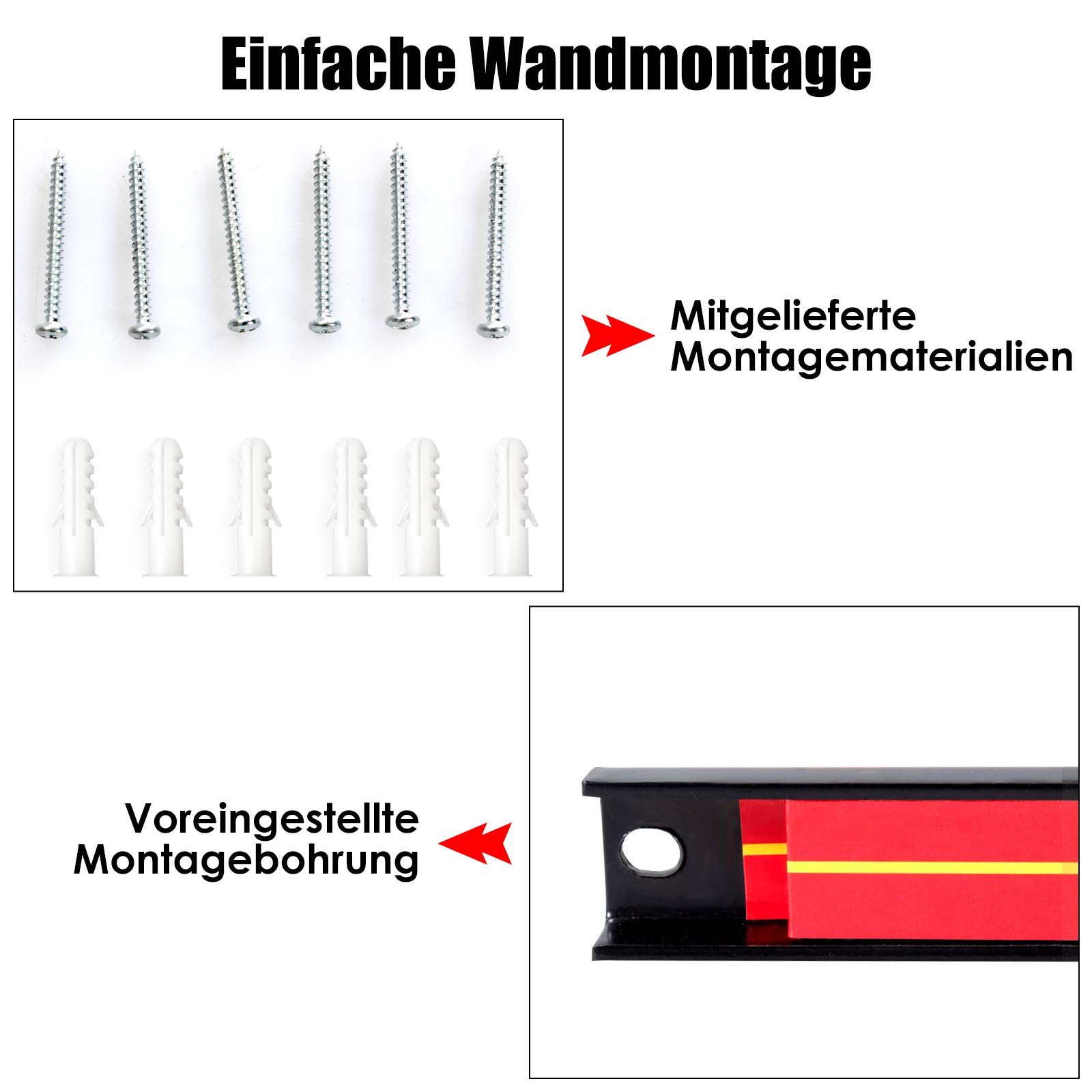 RELAX4LIFE 6x Magnetleiste Werkzeug 46 cm MAX 60 kg Magnetschiene Magnetisch Werkzeugleiste Werkzeughalter Wand inkl. Montagematerial Magnethalter für Werkstatt Garage Büro Werkzeug Halterung Stahl