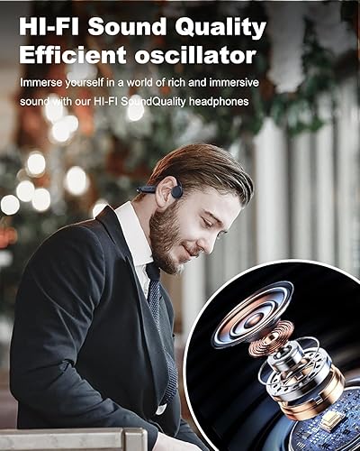 Miniatura 7 de Auriculares de conducción ósea, auriculares Bluetooth 5.3 de oreja abierta con micrófono  Modo MP3 integrado de 32 GB y 10 horas de reproducción,