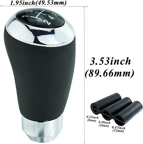 Miniatura 2 de Abfer Pomo de palanca de cambios de cuero de 5 velocidades, palanca de cambios para manija de automóvil, apta para la mayoría de vehículos de motor