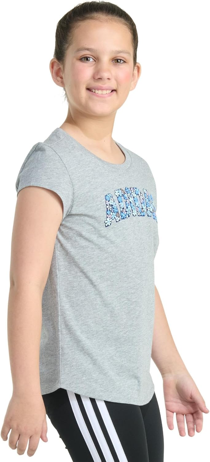 Adidas Girls Short Sleeve Essential Heather Tee - Image 2