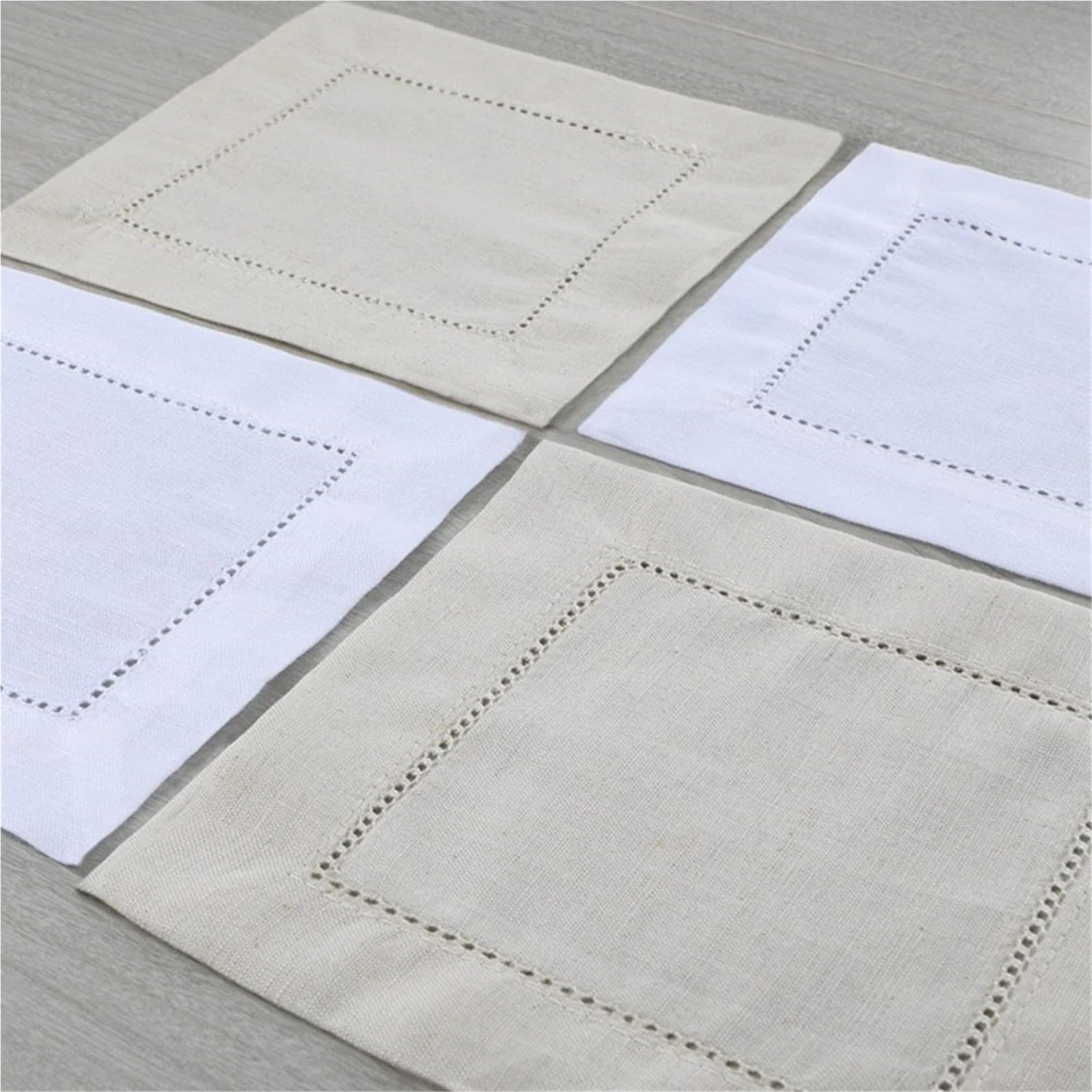 Serviettes de Table Lin Lot de 12 Serviettes Cocktail en Lin Blanc