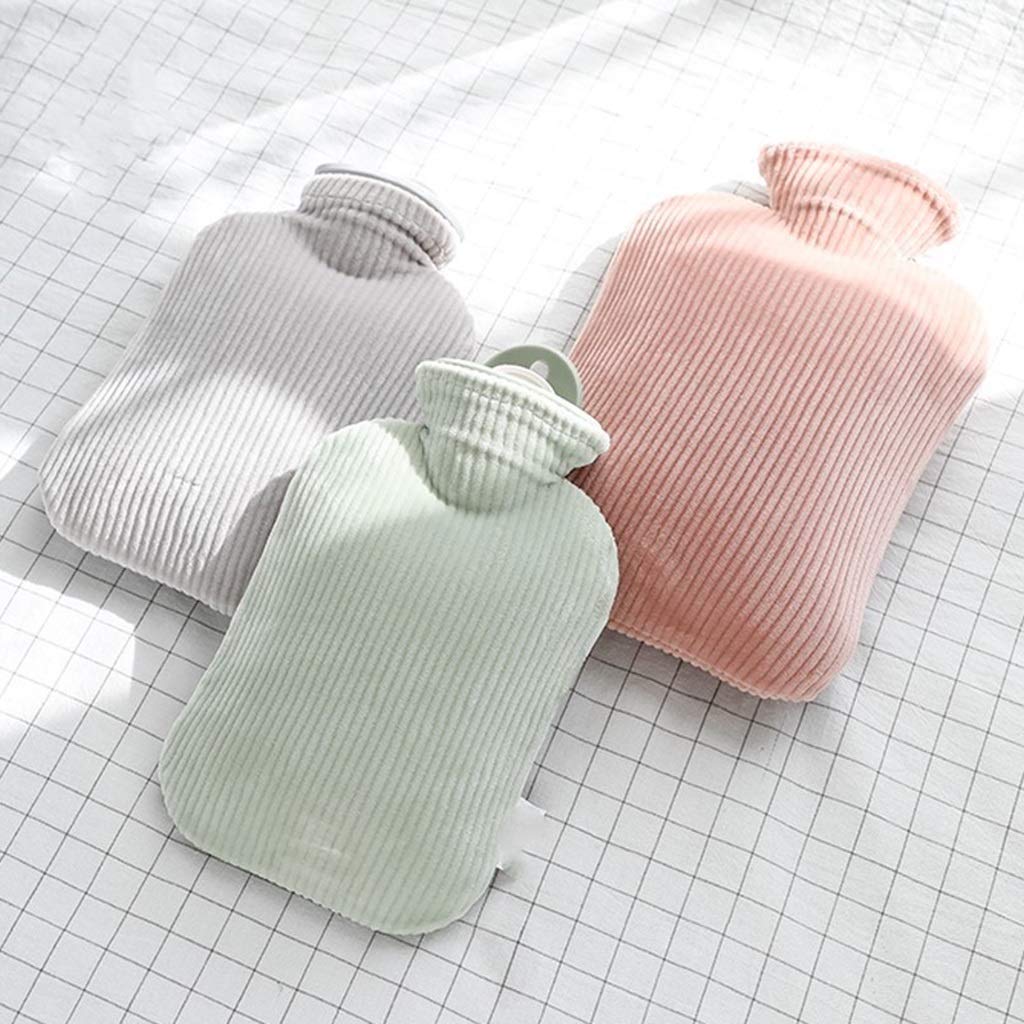 QIAOLI Wärmflasche mit Bezug Wasser-Einspritzung Wärmflasche mit Plüschbezug waschbar Warmwasser-Schlafsack Hand und Fußwärmer Geschenk for Frauen und Mädchen (Color : Green, Größe : 350ML) Drogerie & Körperpflege