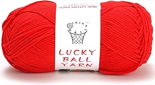 1PCS Milk Cotton Yarn,Yarn for Crochet,Amigurumi Yarn,Crochet Yarn for Crocheting,Cotton Yarn,Soft Yarn for Sweater,Hat,Socks,Baby Blankets(Red)