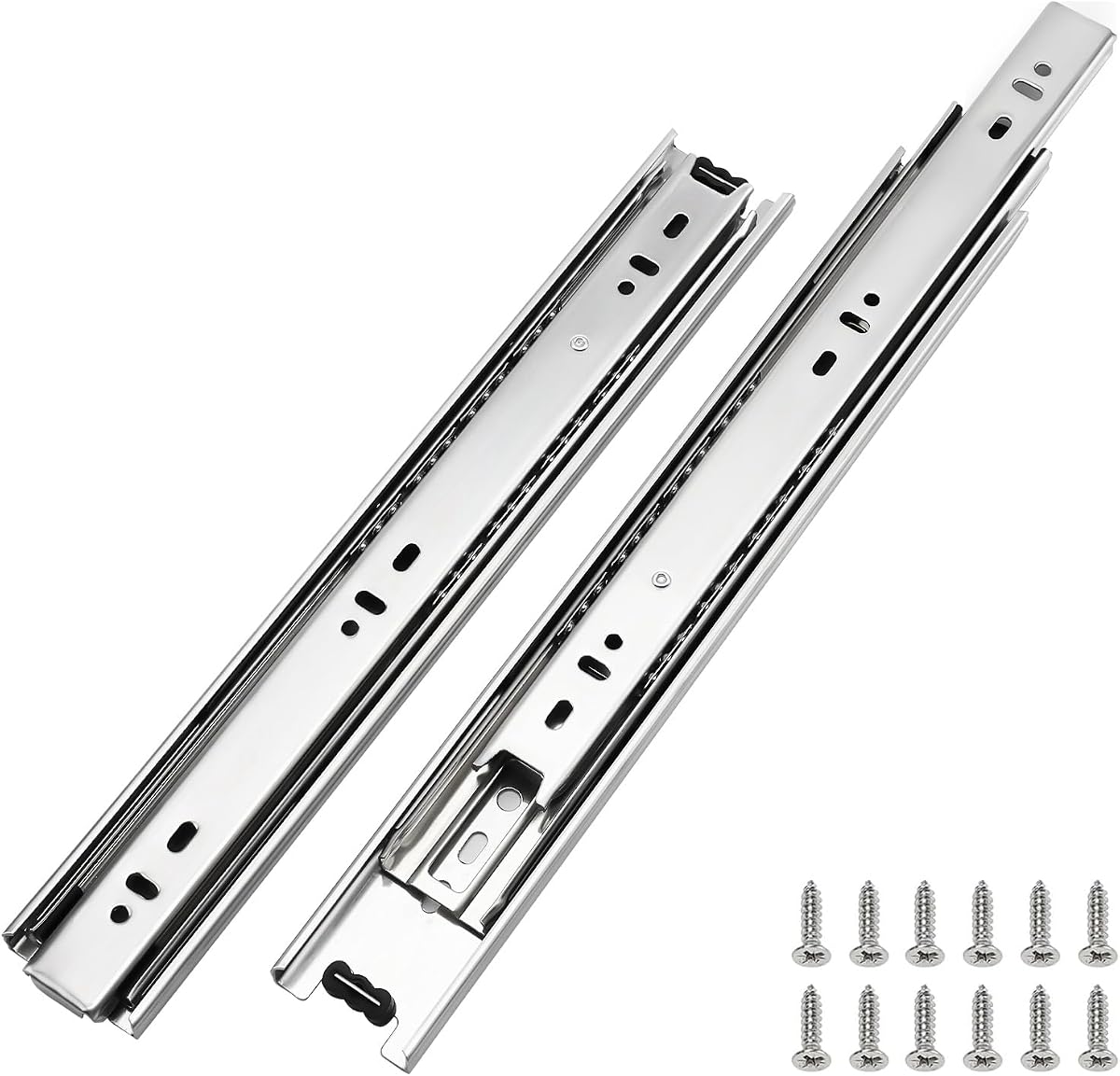 LONTAN 1 Pair Drawer Slides 12 Inch Heavy Duty Side Mount 100 LB Capacity | Full Extension Metal Ball Bearing Track File Cabinet Rails Fluid Motion Replacement Dresser Runner Kitchen Drawer Glides