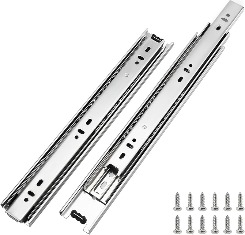 LONTAN 1 Pair Drawer Slides 12 Inch Heavy Duty Side Mount 100 LB Capacity | Full Extension Metal Ball Bearing Track File Cabinet Rails Fluid Motion Replacement Dresser Runner Kitchen Drawer Glides