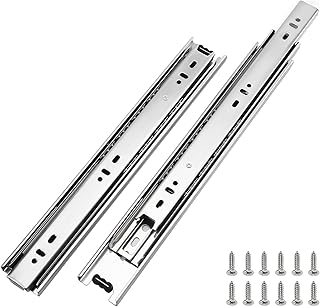 LONTAN 1 Pair Full Extension Ball Bearing Drawer Slides 12 14 16 18 20 22 24 Inch Heavy Duty Side Mount File Cabinet Rails Dresser Runner Kitchen Cabinet Drawer Glides 100 LB Capacity (12 inch,Silve)