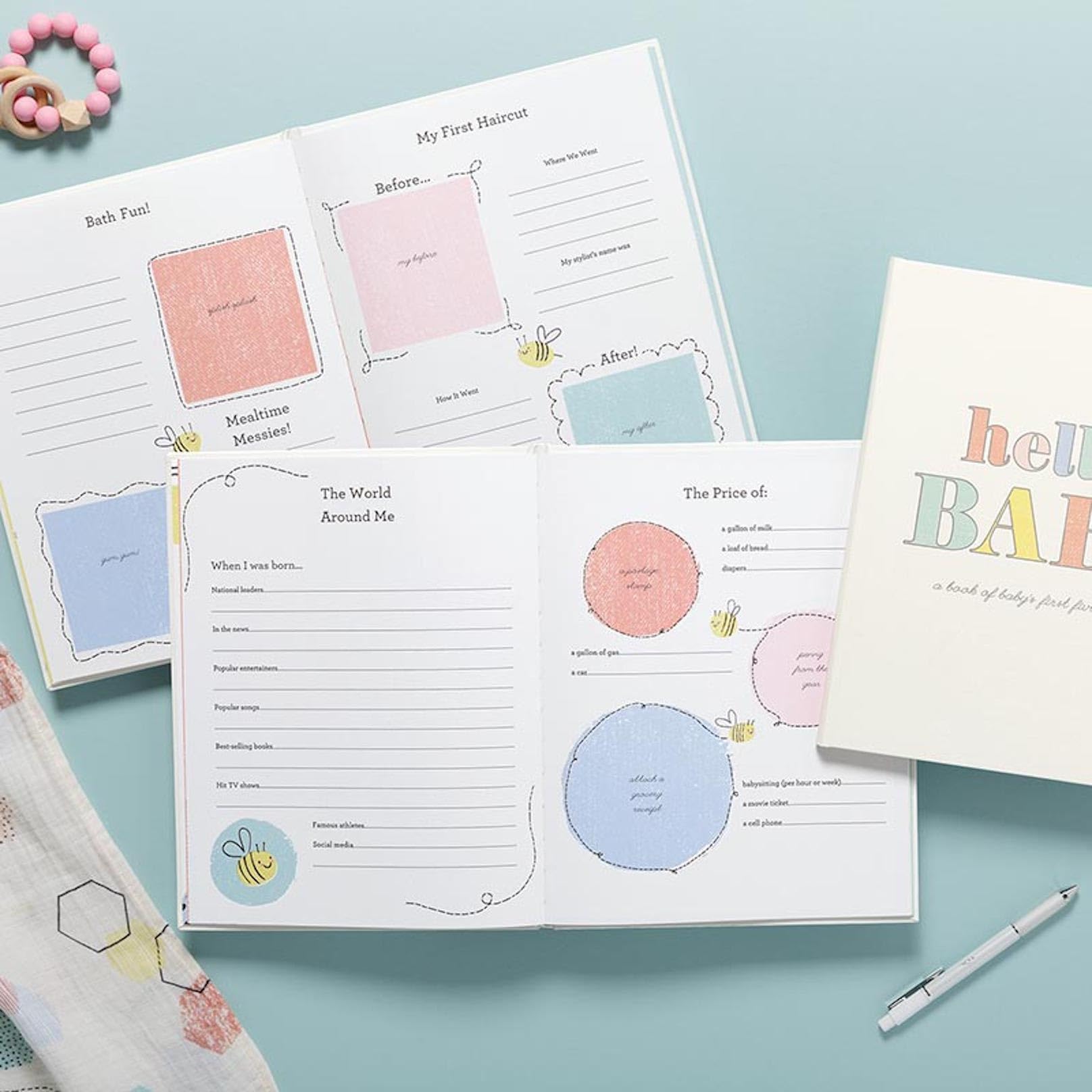 C.R. Gibson B248-22583 Hello Baby Geschlechtsneutrales Babybuch mit Geschenkbox, 48 Seiten, 21,5 x 29,9 cm (B x H)