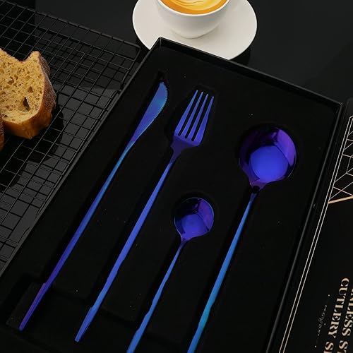 Miniatura 89 de JASHII Juego de cubiertos de 24 piezas con caja de regalo, juego de cubiertos de acero inoxidable para 6, regalo de inauguración de la casa, mango