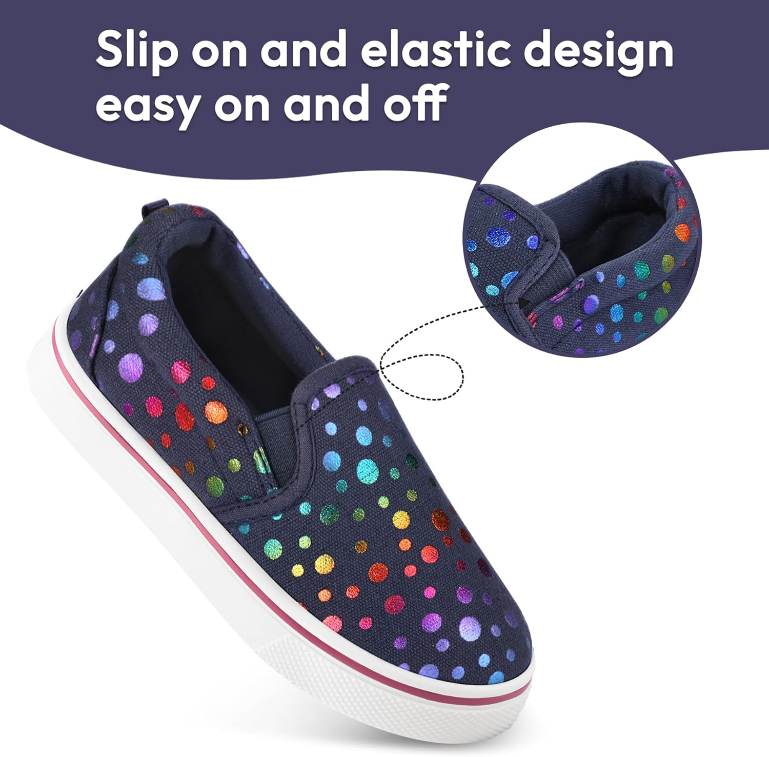 K KomForme Toddler Girls Boys Shoes Little Kids Slip on Canvas Sneakers for Running/Walking - Image 4