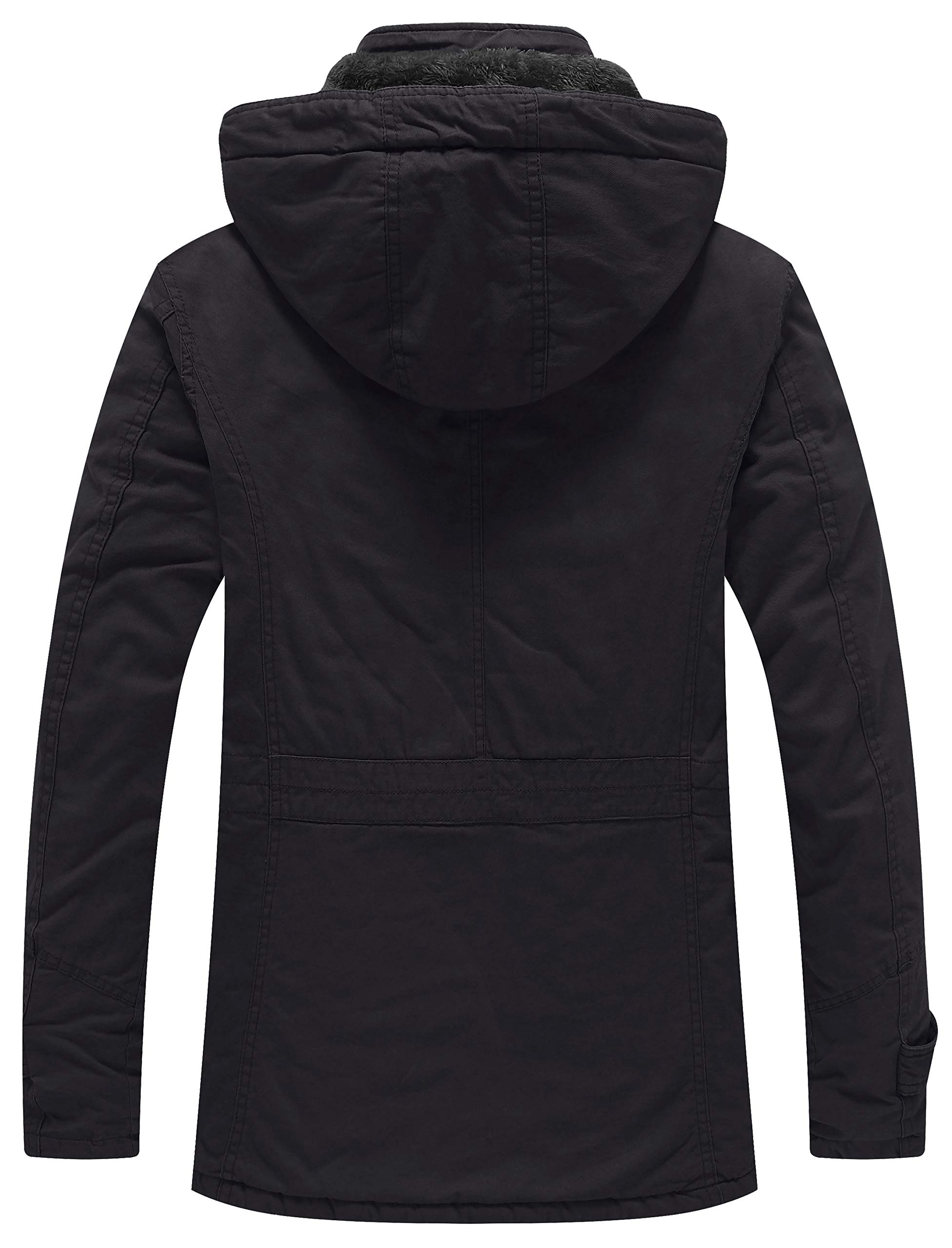 WenVen Giacca Militare Calda Invernale Cappotto con Cappuccio Staccabile a Vento Parka da Esterno Media Lunga Giubbotto Imbottito in Cotone Uomo