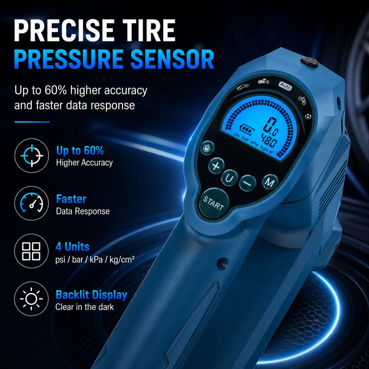 Compresseur d’air sans fil 150 PSI compatible batteries Makita 18V avec écran numérique arrêt automatique lampe LED pompe à air portable pour voiture moto vélo ballon