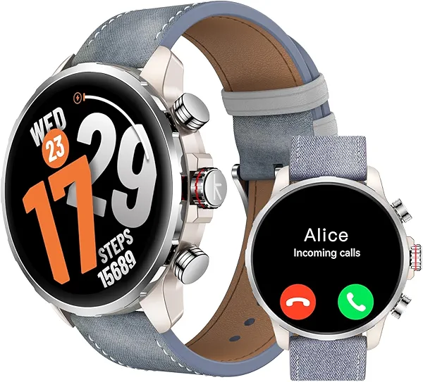Smart Watch for Men Women with GPS, Make/Answer Calls, 1.5" AMOLED Fitness Tracker with Heart Rate SpO2 Monitor, 5ATM Waterproof, Sleep & Activity Tracking Smartwatch for Android Phones iPhone