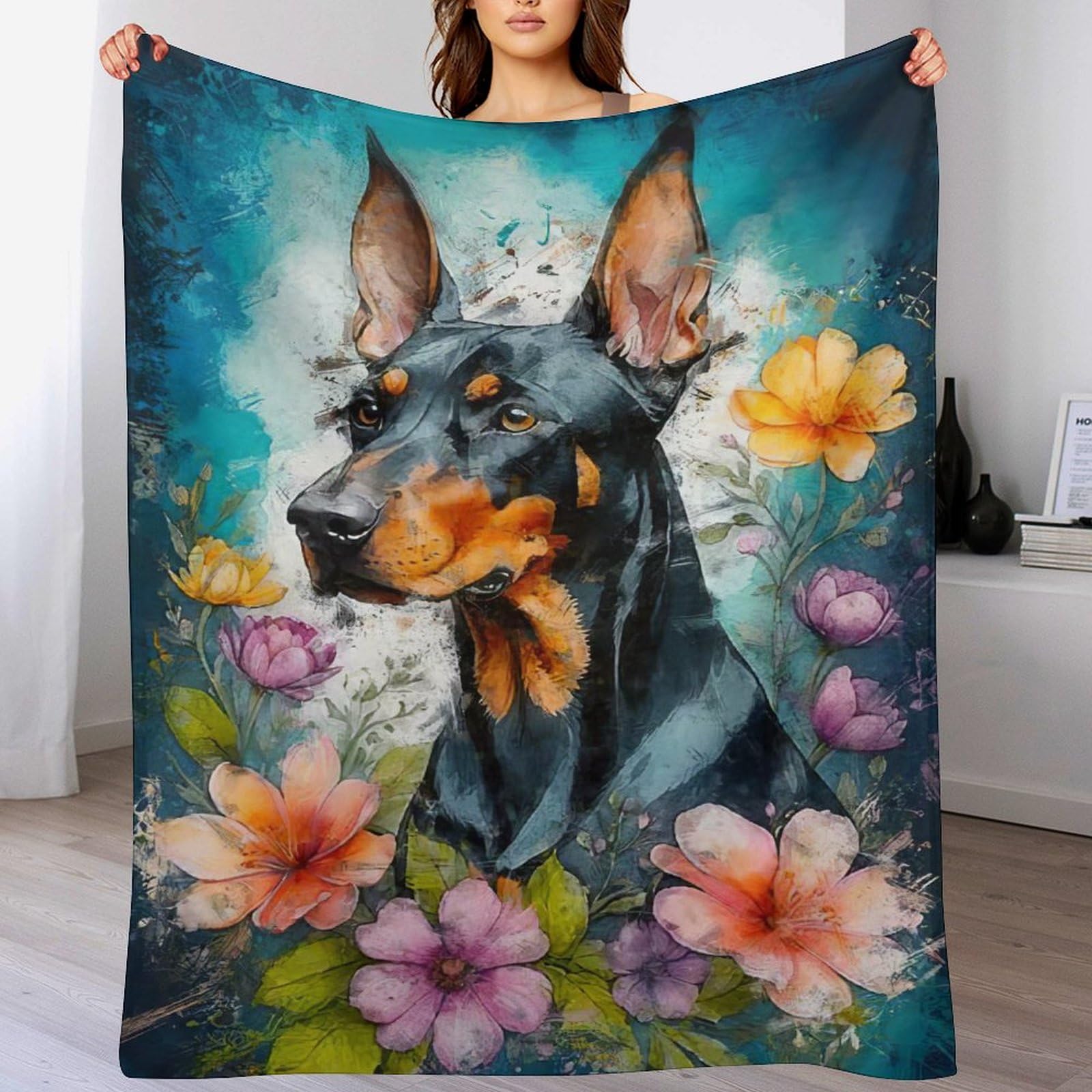 Couverture Doberman en flanelle moelleuse et finitions soignées pour literie haut de gamme