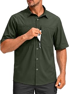 G Gradual Men's Fishing Shirts with Zipper Pockets UPF 50+ Lightweight Cool Short Sleeve Button Down Shirts for Men Hiking