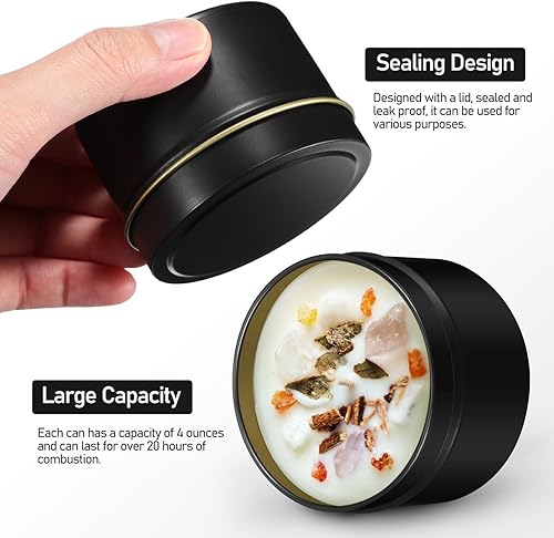 Miniatura 9 de Paquete de 24 latas de velas con tapas, tarros de velas vacíos a granel para hacer velas, recipientes de velas de metal de alta calidad, kit de