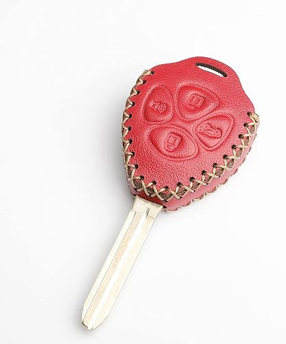 Miniatura 9 de Cuero para Toyota Camry Land Cruiser Matrix Avalon Corolla Remote 4 Botones Llavero Funda Funda Fob Chain (Marrón)