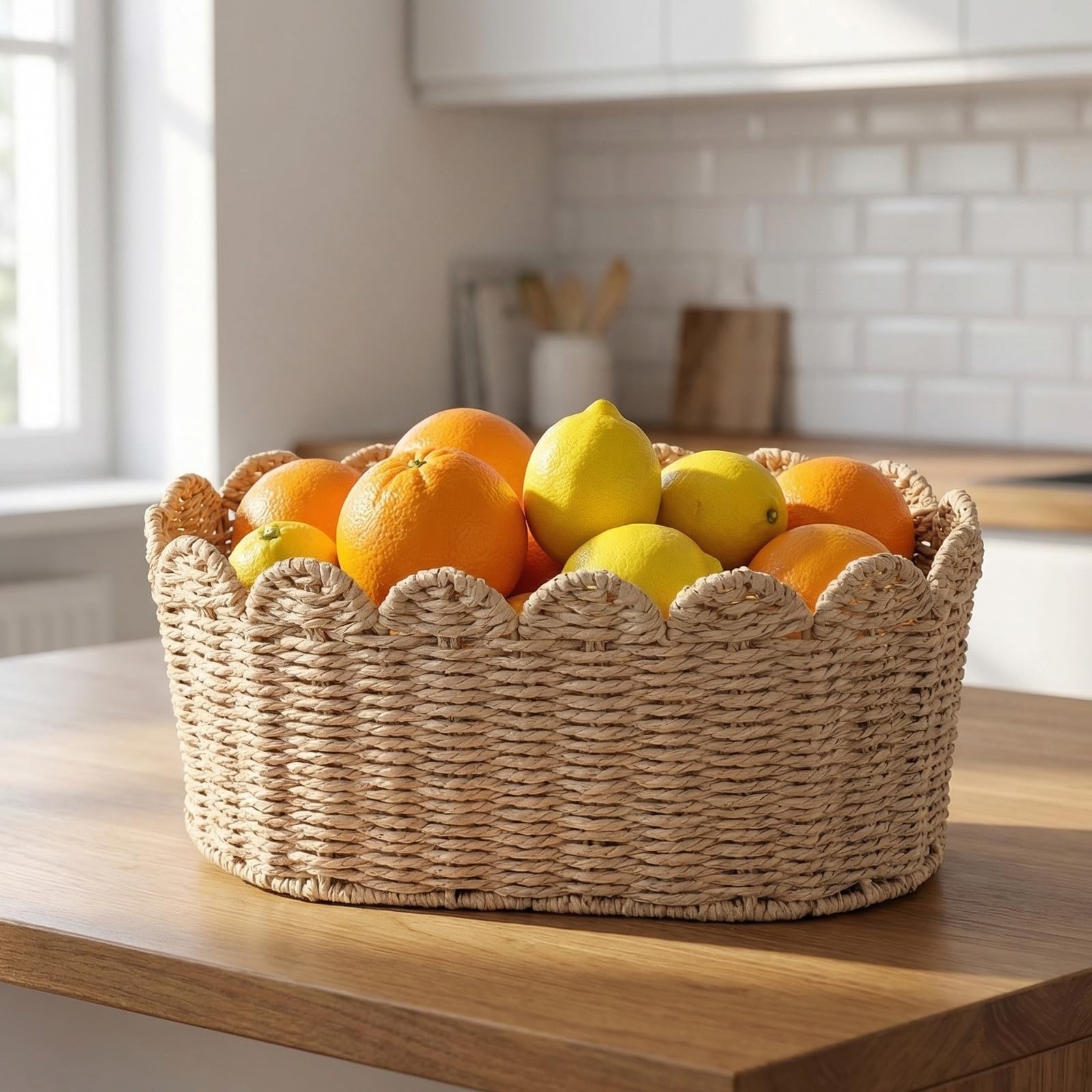 Paper Storage Basket Set 2 Cestini Portaoggetti in Corda di Carta per Organizzare Snack e Giocattoli in Zona Soggiorno o Ufficio