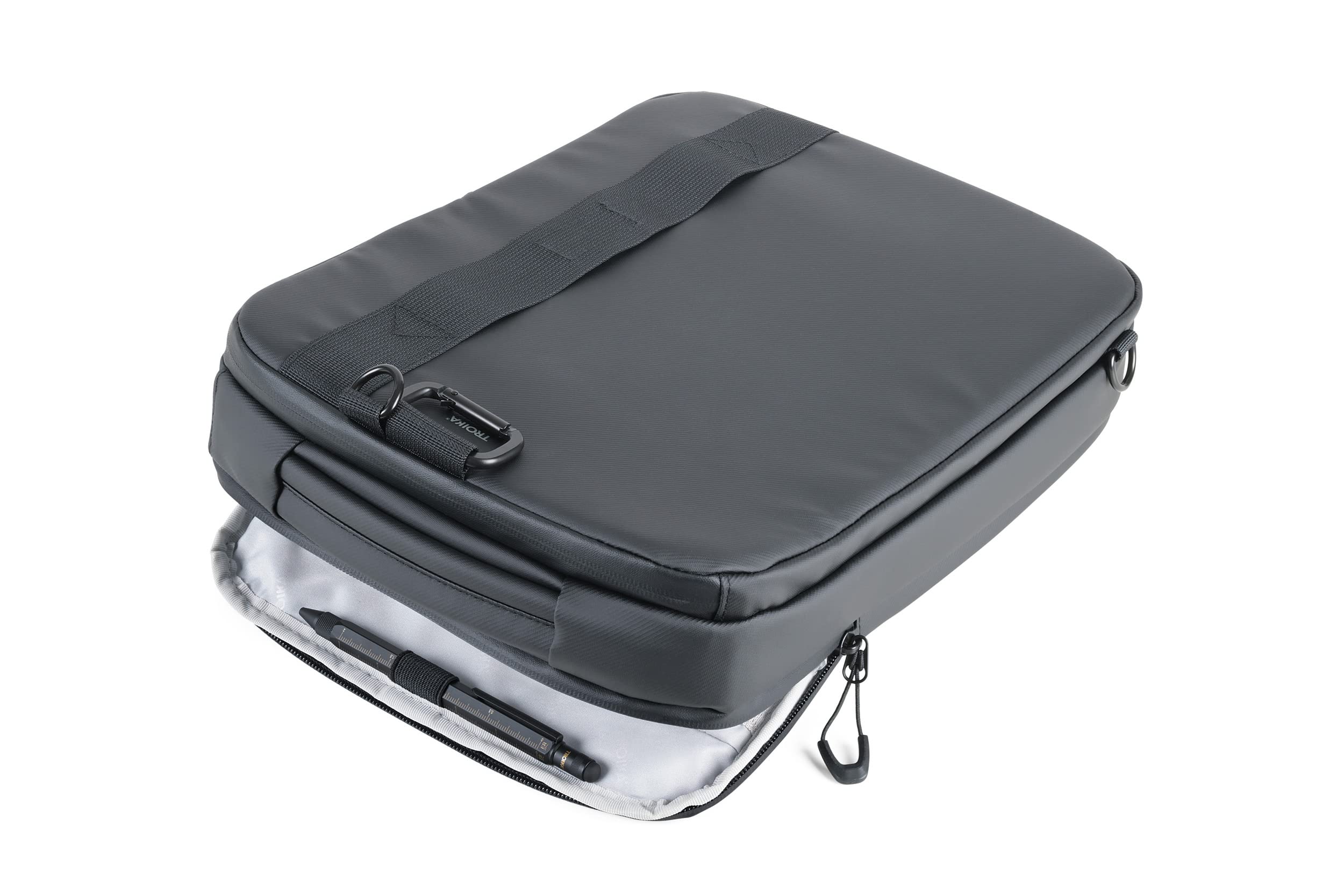 Troika Black Bag to Business - BBL63/BK - A Bolso de bandolera para portátiles/tabletas – 11 compartimentos separados y acolchados – se puede convertir en mochila – tarpaulin (Iona) – negro