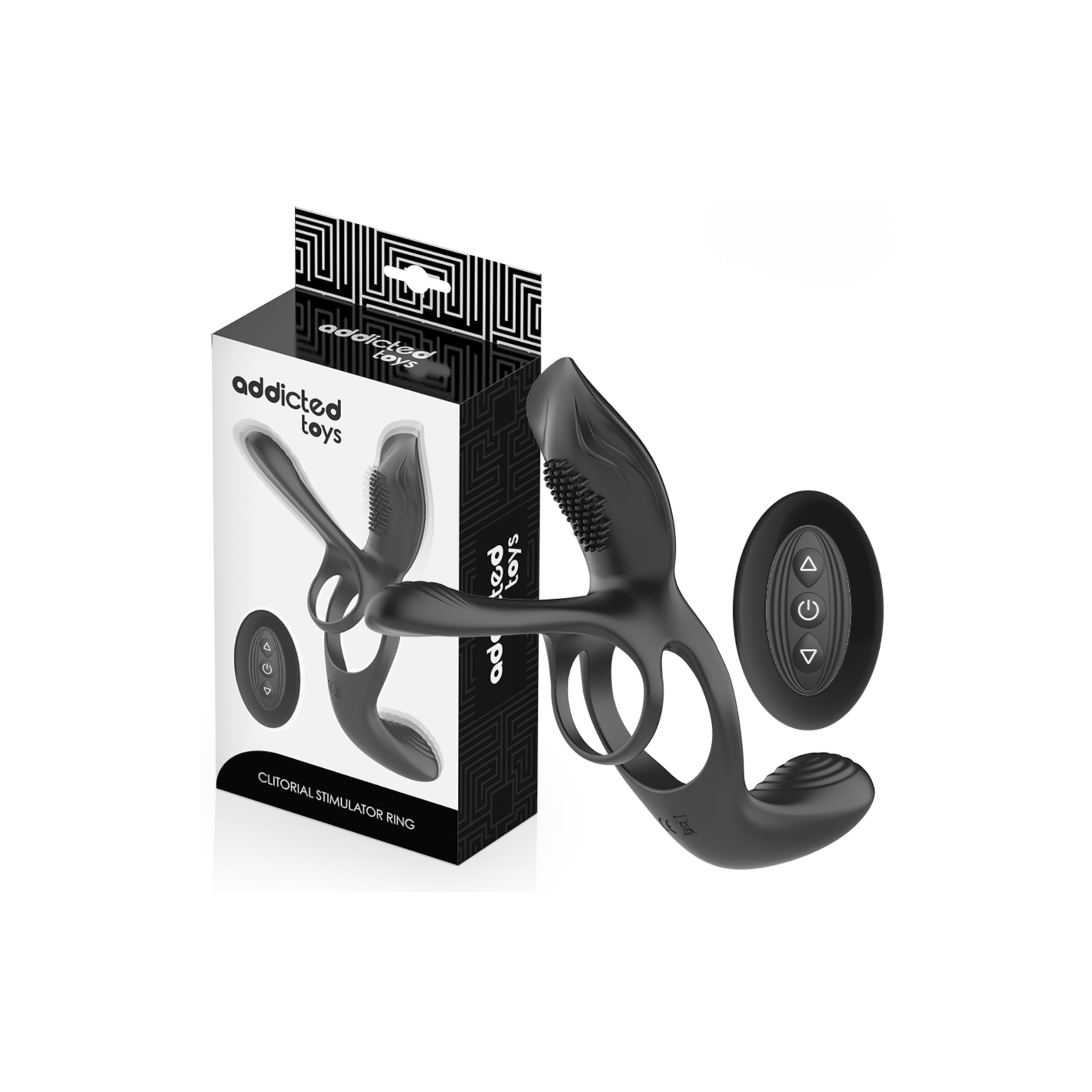 ADDICTED TOYS - Anillo Vibrador Doble con Estimulador de Clítoris | 10 Modos, Control Remoto Inalámbrico, 3 Motores, Recargable USB, IPX5, Silicona Premium