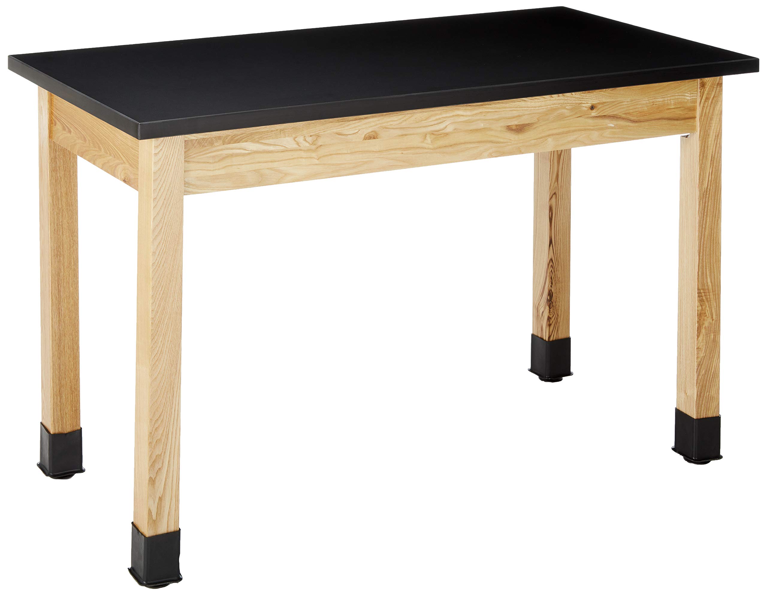National Public Seating Chem Res Top Science Table, 24" X 48", Black Top and Ashwood Legs