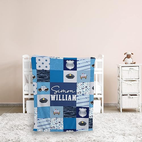Miniatura 6 de Mantas de bebé de policía, manta de bebé azul, mantas de bebé personalizadas para niños, mantas de bebé personalizadas con nombre, manta de