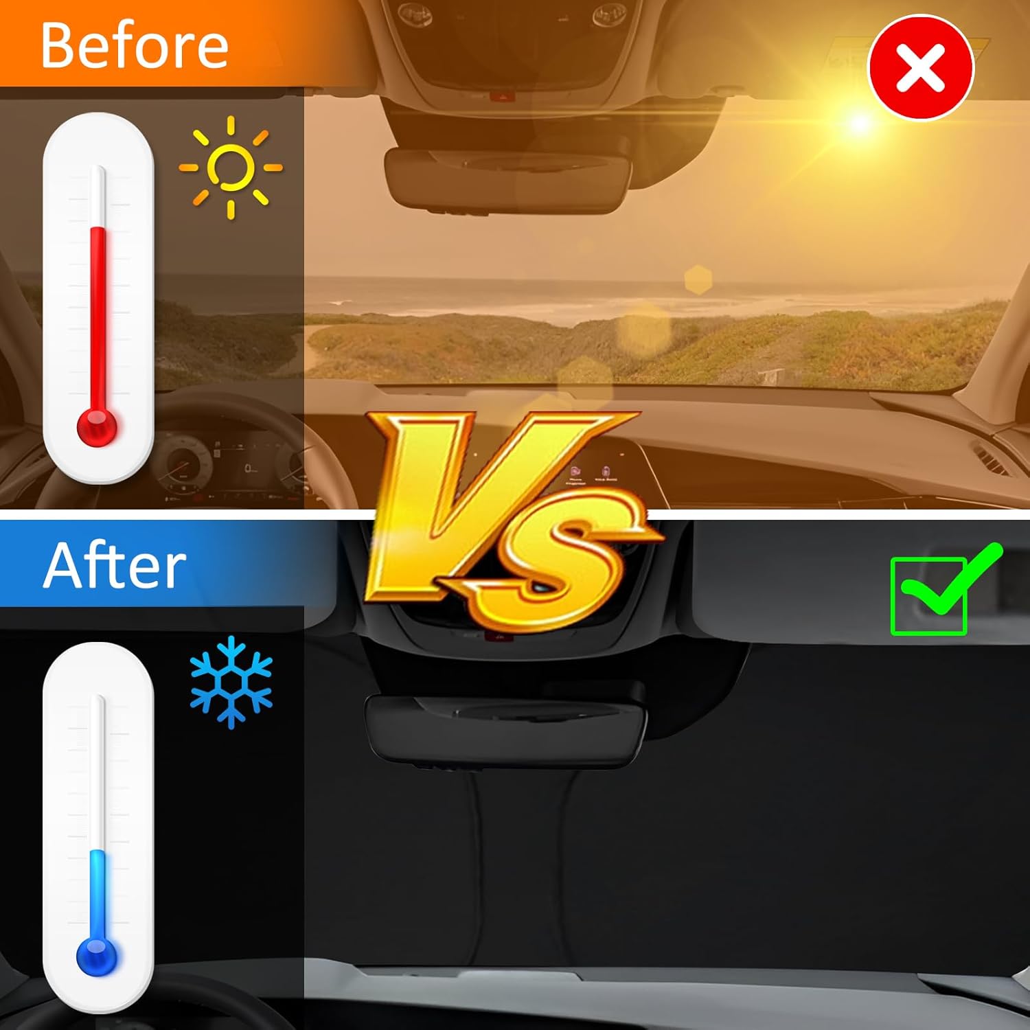 D-Lumina Winshield Sun Shade for Kia NIRO 2017 2018 2019 2020 2021 2022 2023 2024, Foldable Front Sun Shield Protector Blocks UV Rays, Window Sunshade Sun Visor Interior Accessory, Silver & Black