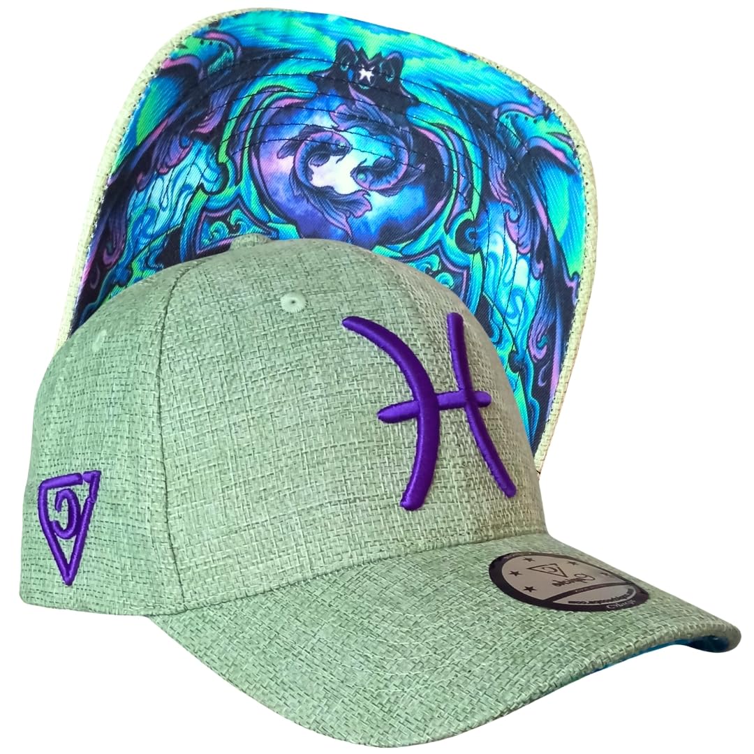 Capiche Unisex Pisces Cu [99+ Variations] Saggitarius Curved Snapback Cap [Zodiac] - Embroidery, Oceanic Themes, Perfect For Water Sign Admirers