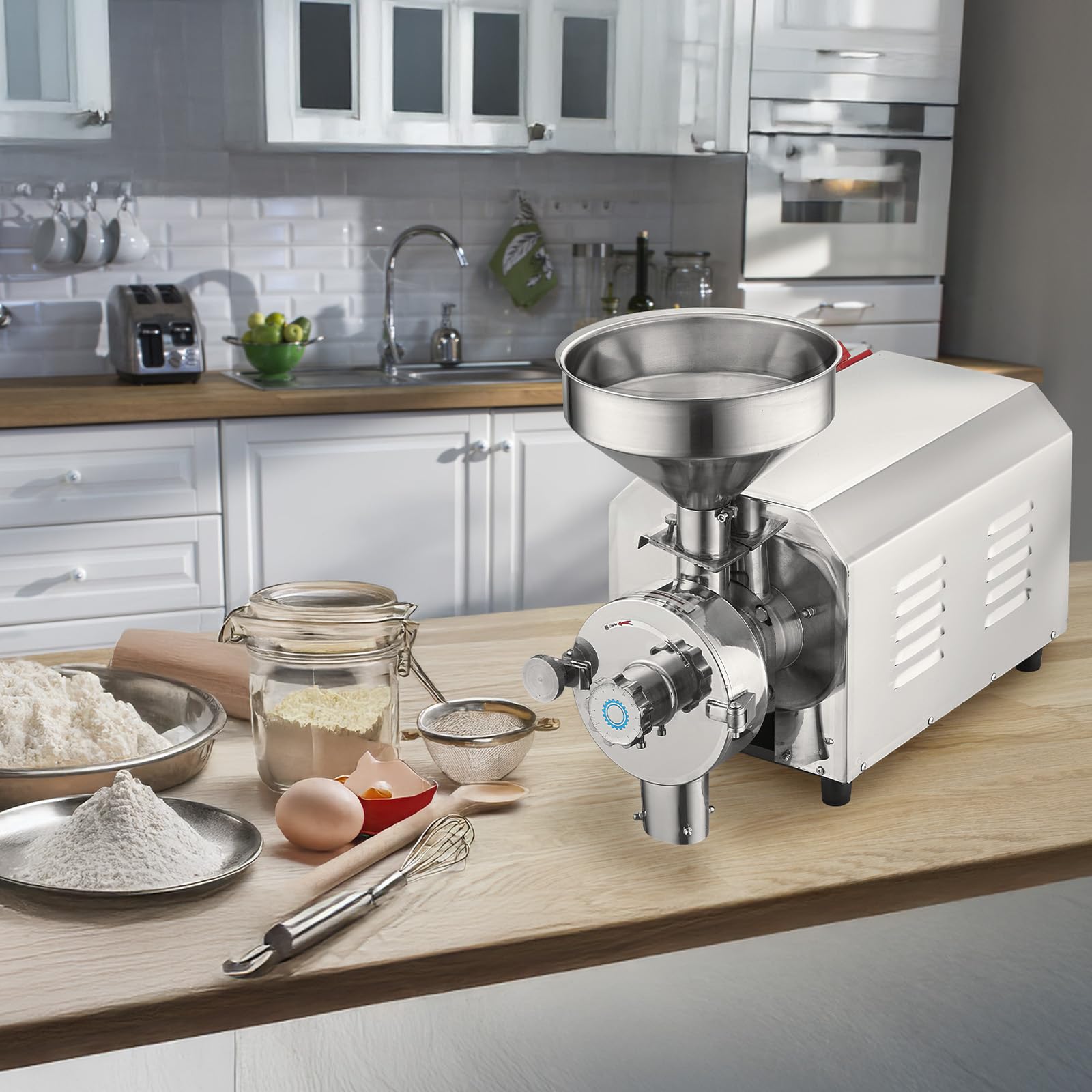 VEVOR Macinatore per Soia e Spezie 3000W Macinatore per Mais 100 KG/H Macinatore per Mais in Acciaio Inossidabile Macchina per Macinazione Industriale per Farina per Pepe Soia Arachidi Grani di Mais