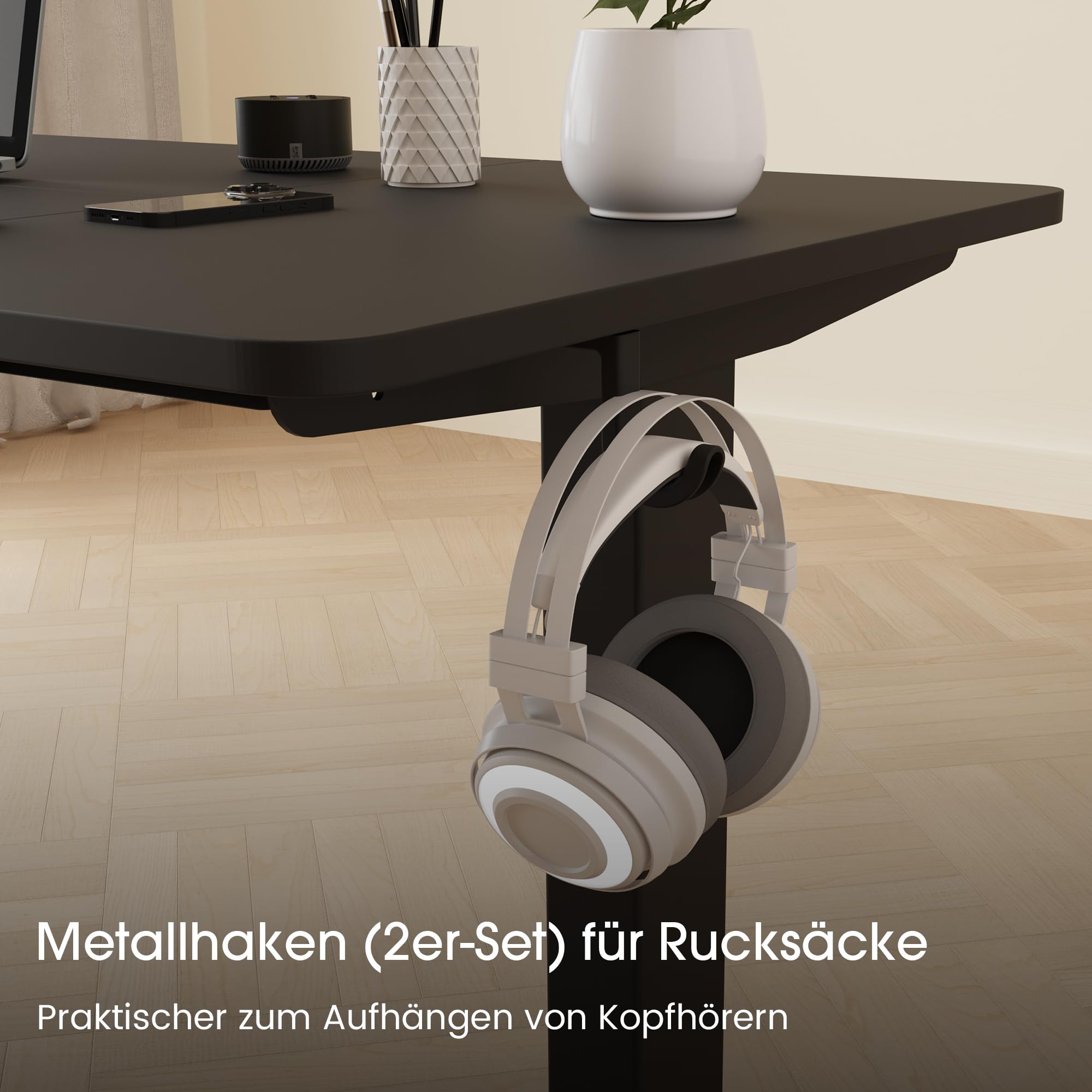 Höhenverstellbarer Schreibtisch 60x110cm,Elektrischer Schreibtisch mit Memory- und Anti-Kollisionsfunktion,Höhenverstellbar 70–117 cm, Ideal für Büro, Homeoffice und Gaming(Schwarz)