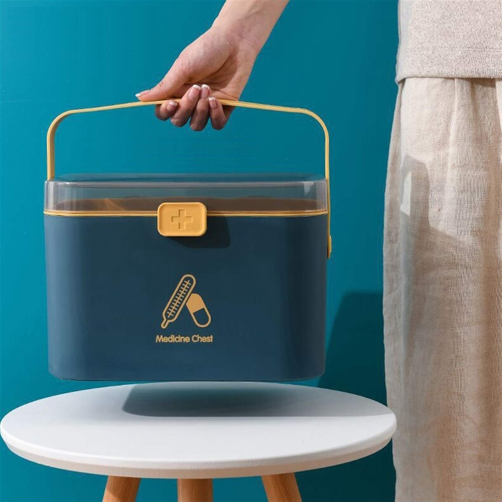 ZLH Home Portable First Aid Kit, Medical Kit, Large Storage Box For Medicines And Emergency Daily Necessities, Travel Storage Box (Color : Blue, Size : B-21.4x15.8x14.7cm)