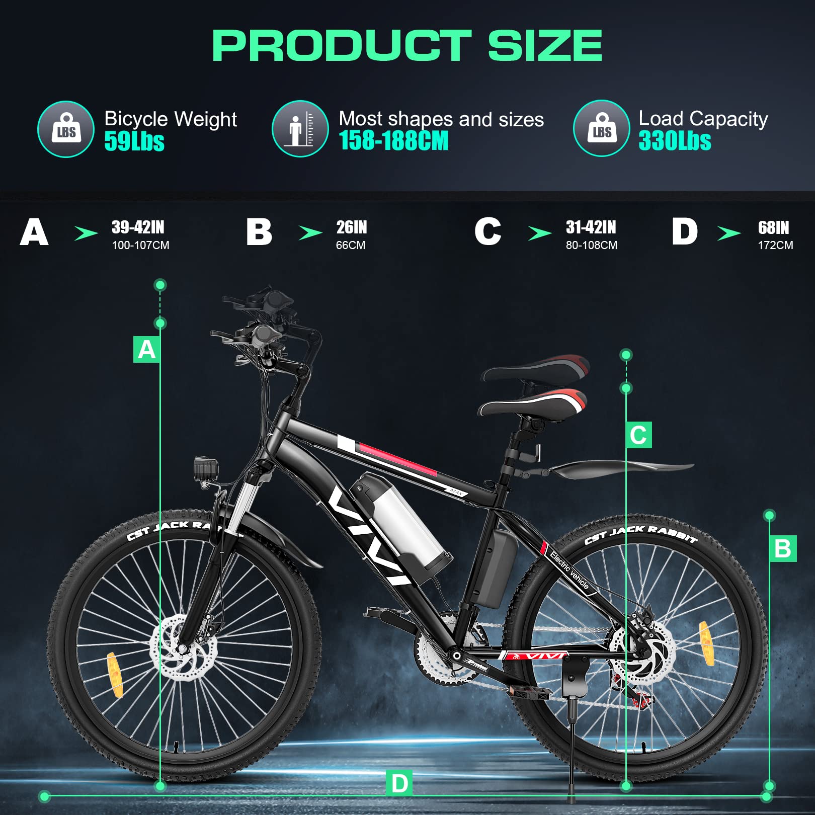 Buy VIVI Electric Bike for Adults, 26" Electric Mountain Bike 350W/500W