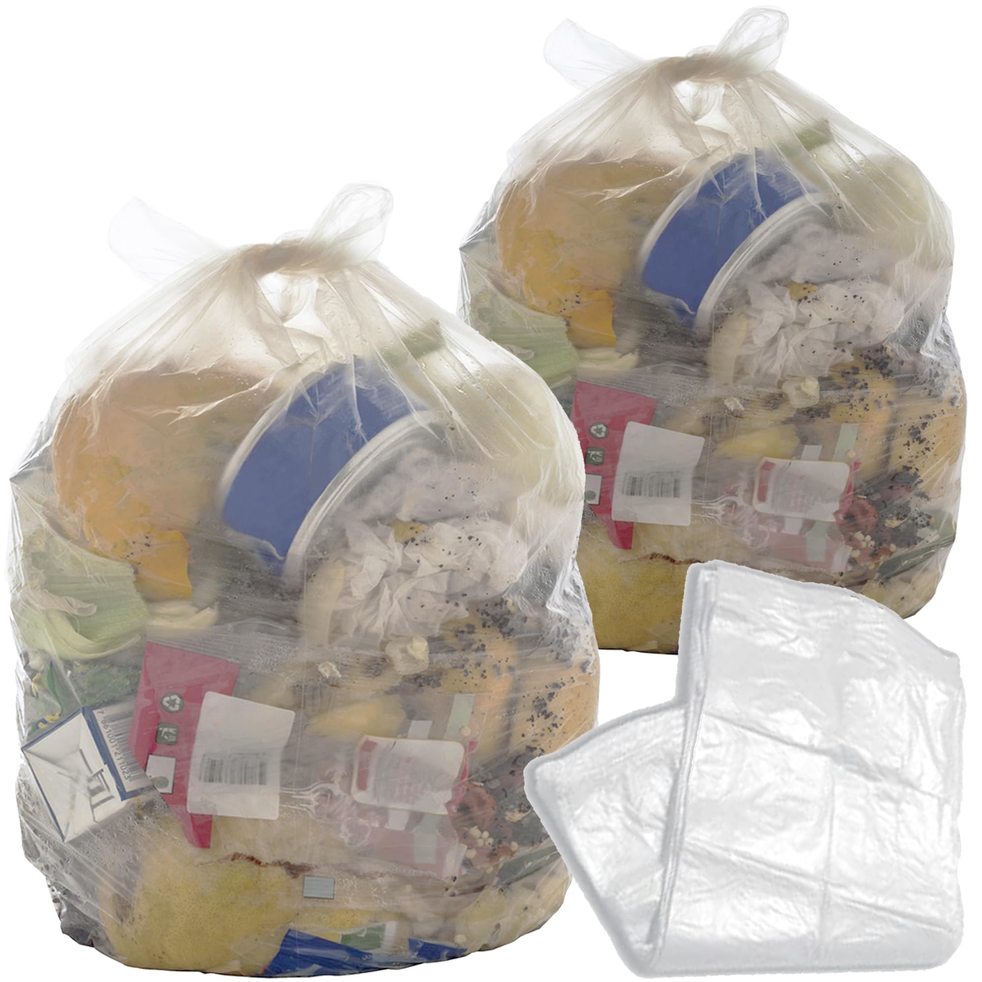 Storm Trading Group 400 Sacks Clear Transparent Plastic Bin Bags 90L Refuse Sacks For Home, Kitchen, Bedroom & Office 18X29x39 Inch (400 Sacks)