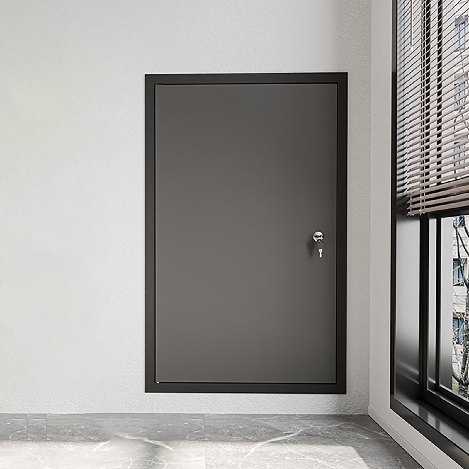 Customizable Aluminum Access Panel - Locking Inspection Hatch, Black/White Finish(Black,55x85cm)