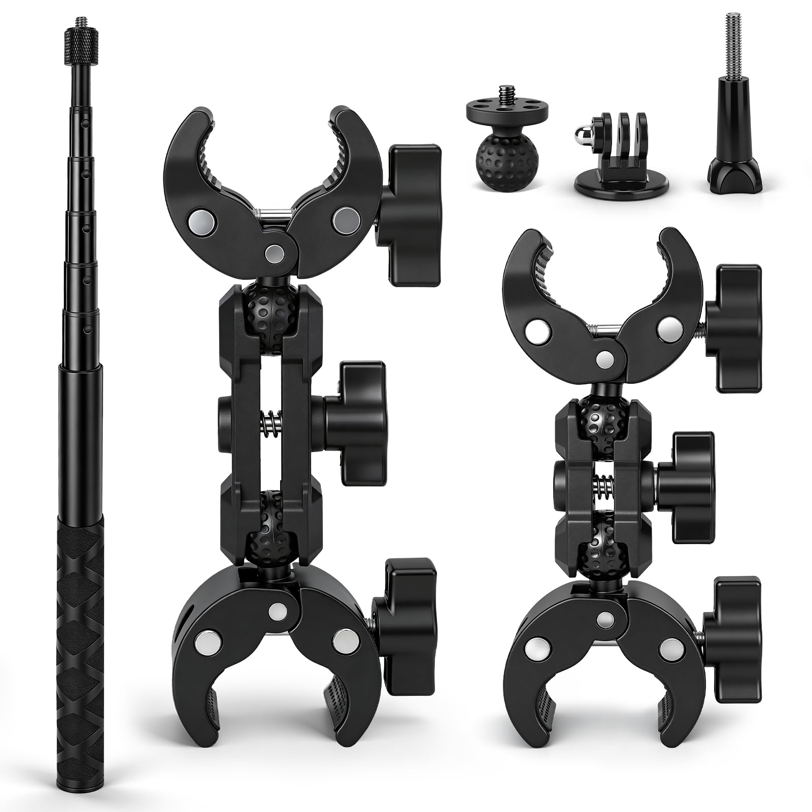Motorrad Halterung für Insta360 X5 X4, Fahrradlenker Montageset mit 120cm Unsichtbarem Selfie Stick Double Clamp Kamera Zubehör für Insta 360 X5 X4 X3 ONE X2 GoPro Hero 13 12 DJI Osmo Pocket 3/4