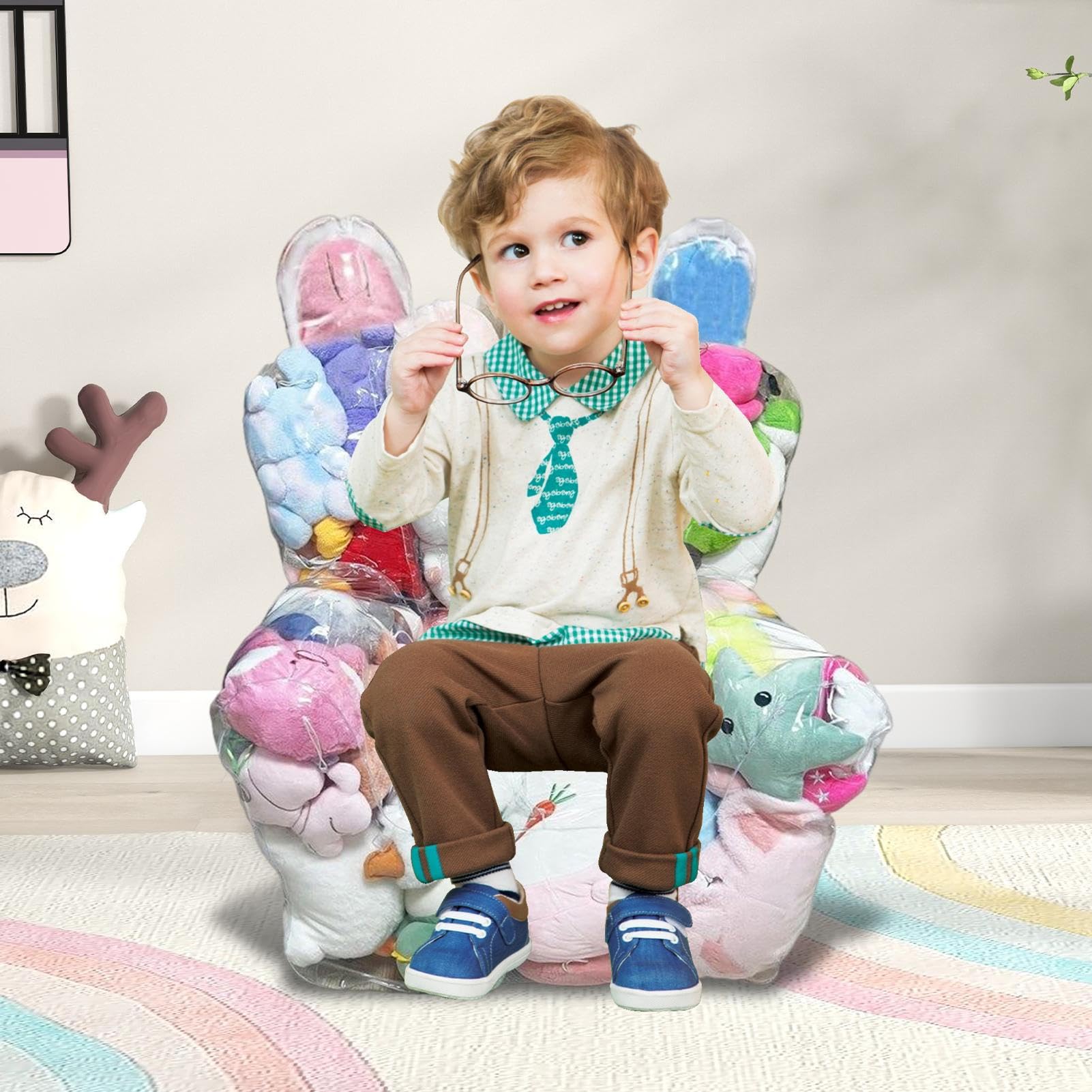籠　人形、子供用椅子 Amazon.co.jp: ぬいぐるみ収納チェア,子供用ぬいぐるみ収納チェア