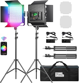 Pixel K80 RGB Video Light Panel with App Control, 2600K-10000K CRI 97+, 9 Scene Modes for Streaming, Vlogging & Photography