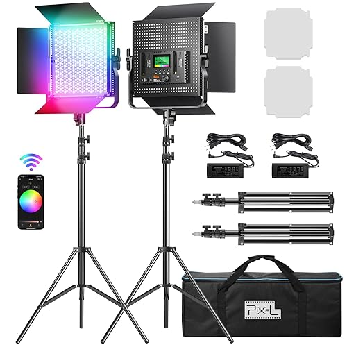 Pixel K80 Photography Lighting with APP Control, 2600K-10000K CRI 97+ RGB Led Video Light Panel, 9 Applicable Scenes Lighting for Studio/Gaming/Streaming/YouTube/Videography/Film/Video Recording - K80 RGB