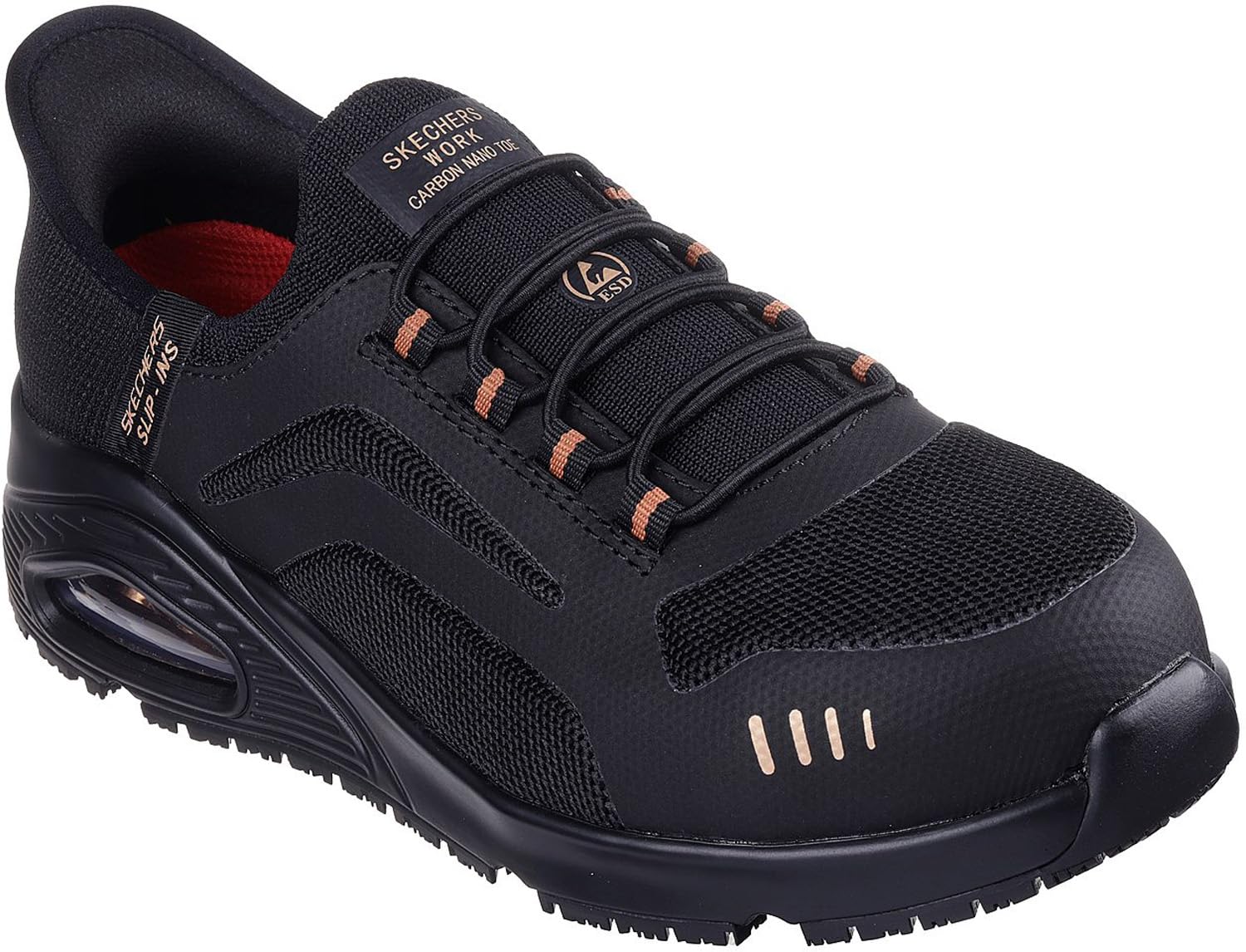 Skechers Womens Work Slip-Resistant Safety Sneakers Uno Sr Alaini Slip-in with Carbon Nano Toe