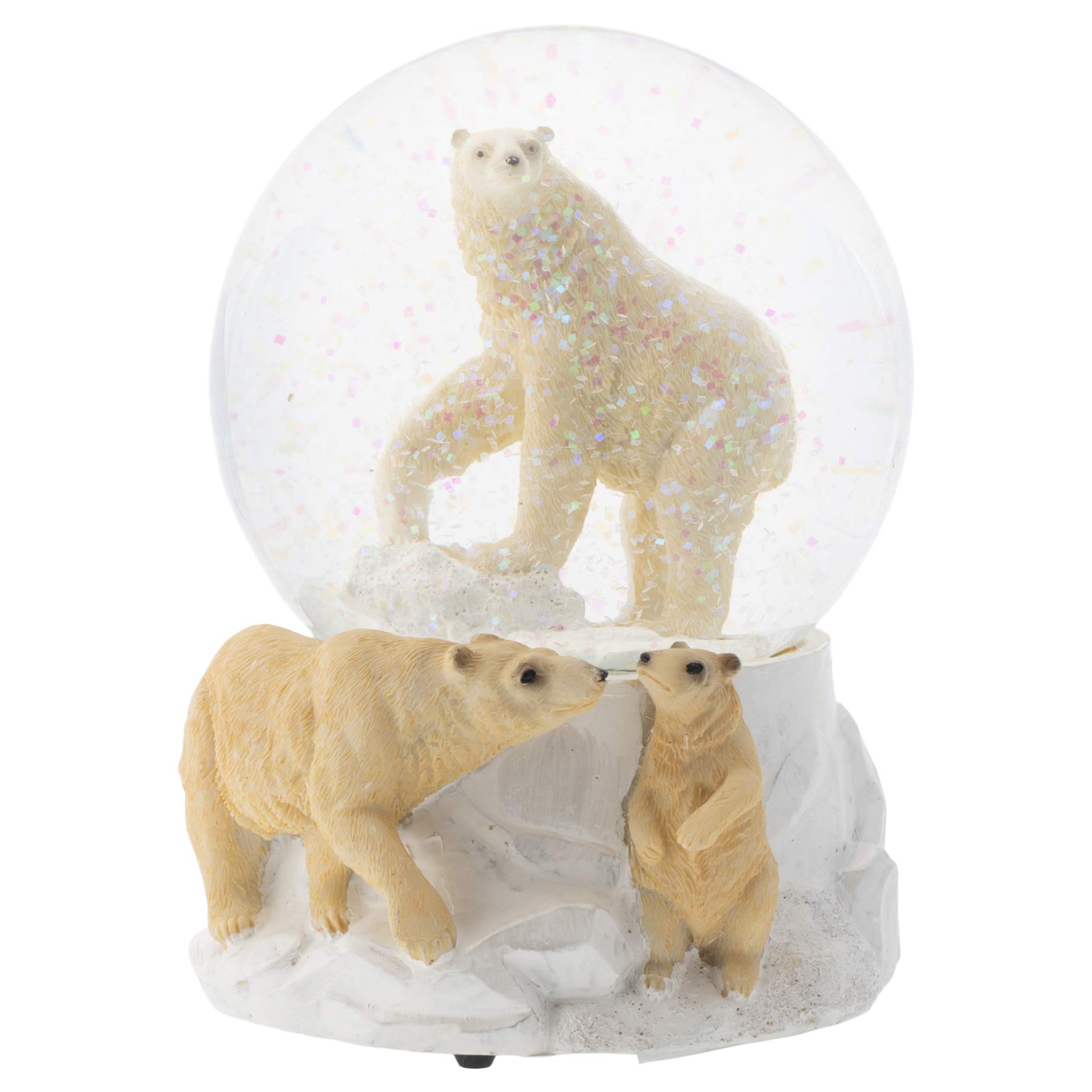 Elanze Designs White Playing Polar Bear Family 100Mm Musical Snow Globe Plays Tune Wonderful World