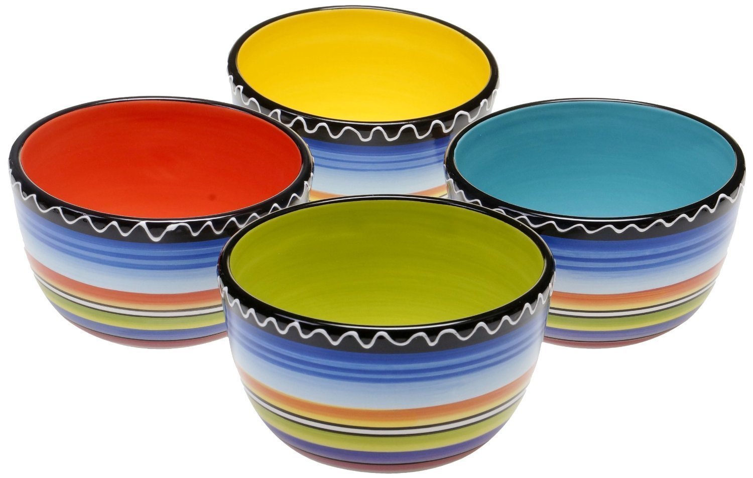 Tequila Sunrise Ice Cream Bowl, 5.25-Inch, Assorted Designs, Set of 4