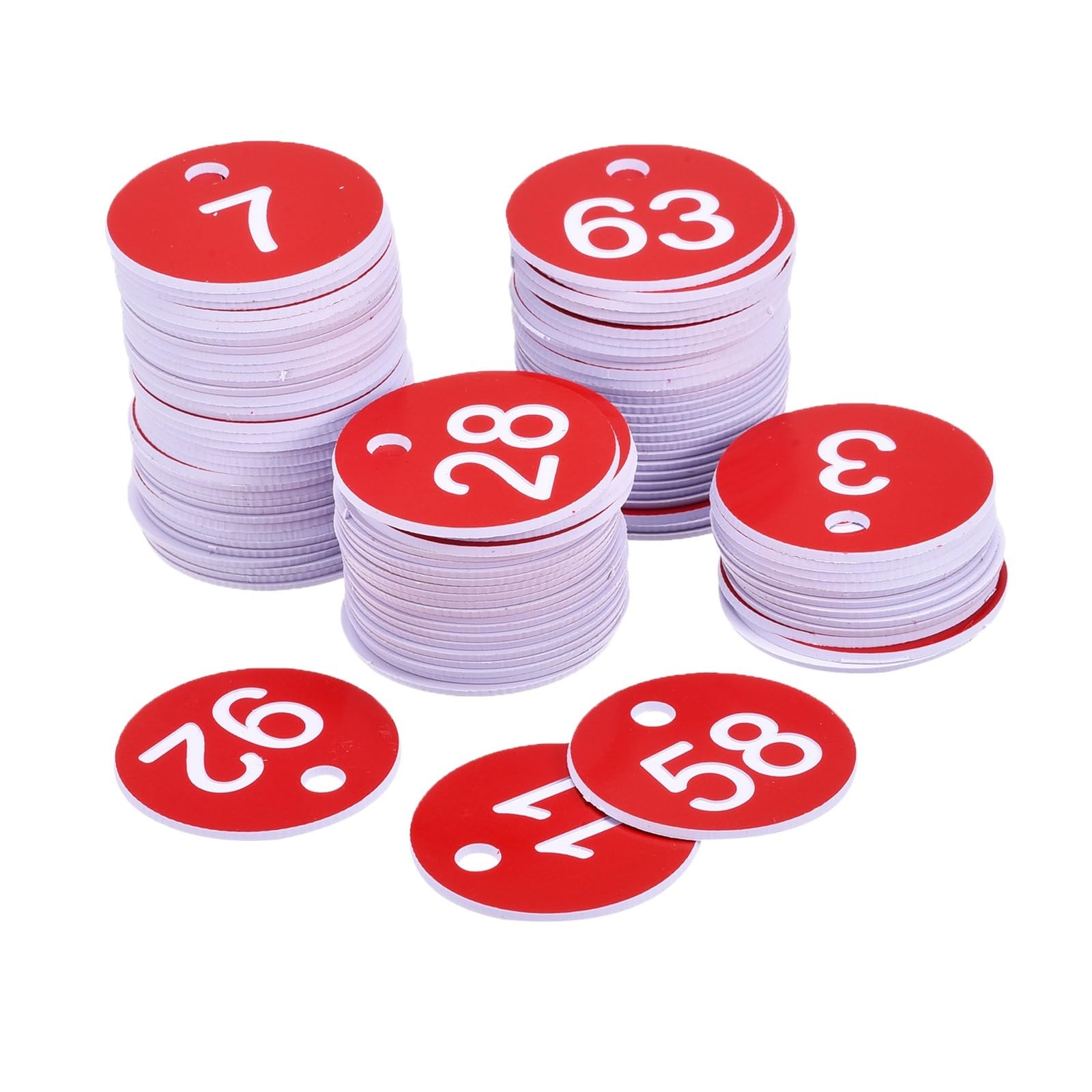 Lot de 100 étiquettes d'identification en plastique de 1 à 100 pour hôtel, bureau, vêtements, vente en direct pour restaurant, café, casier, hôtel
