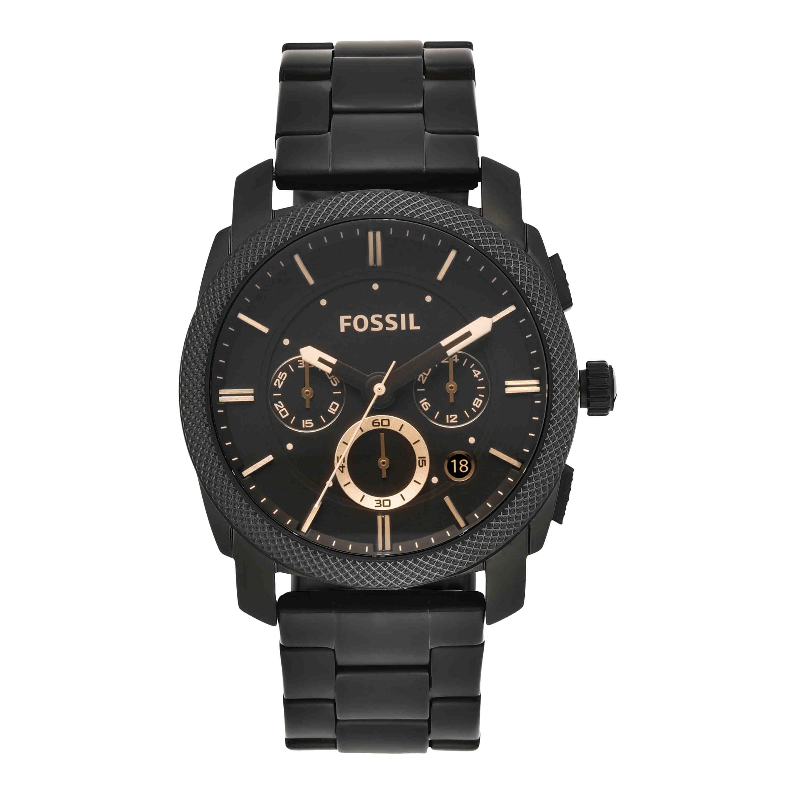 Fossil Reloj Machine para Hombre, 42mm Movimiento cronógrafo de Cuarzo con Correa de Acero o Piel